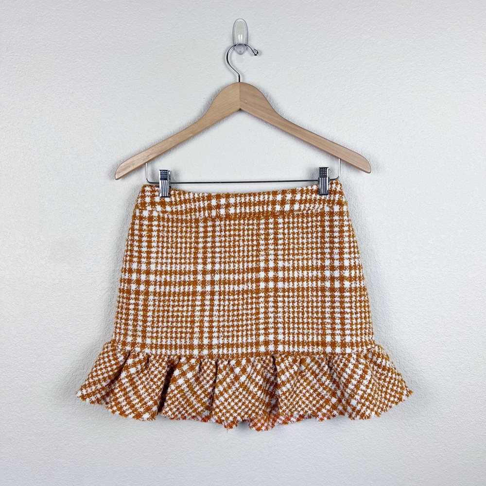 NWT Naked Zebra Yellow Plaid Wool Tartan Skirt Sz Small